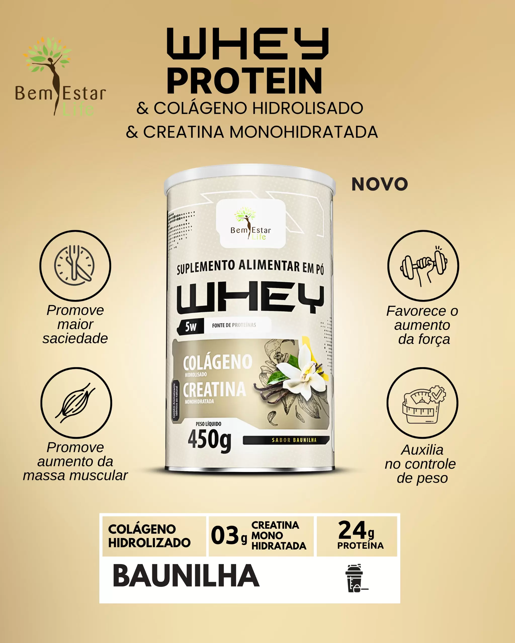 WHEY PROTEIN 5W SABOR BAUNILHA