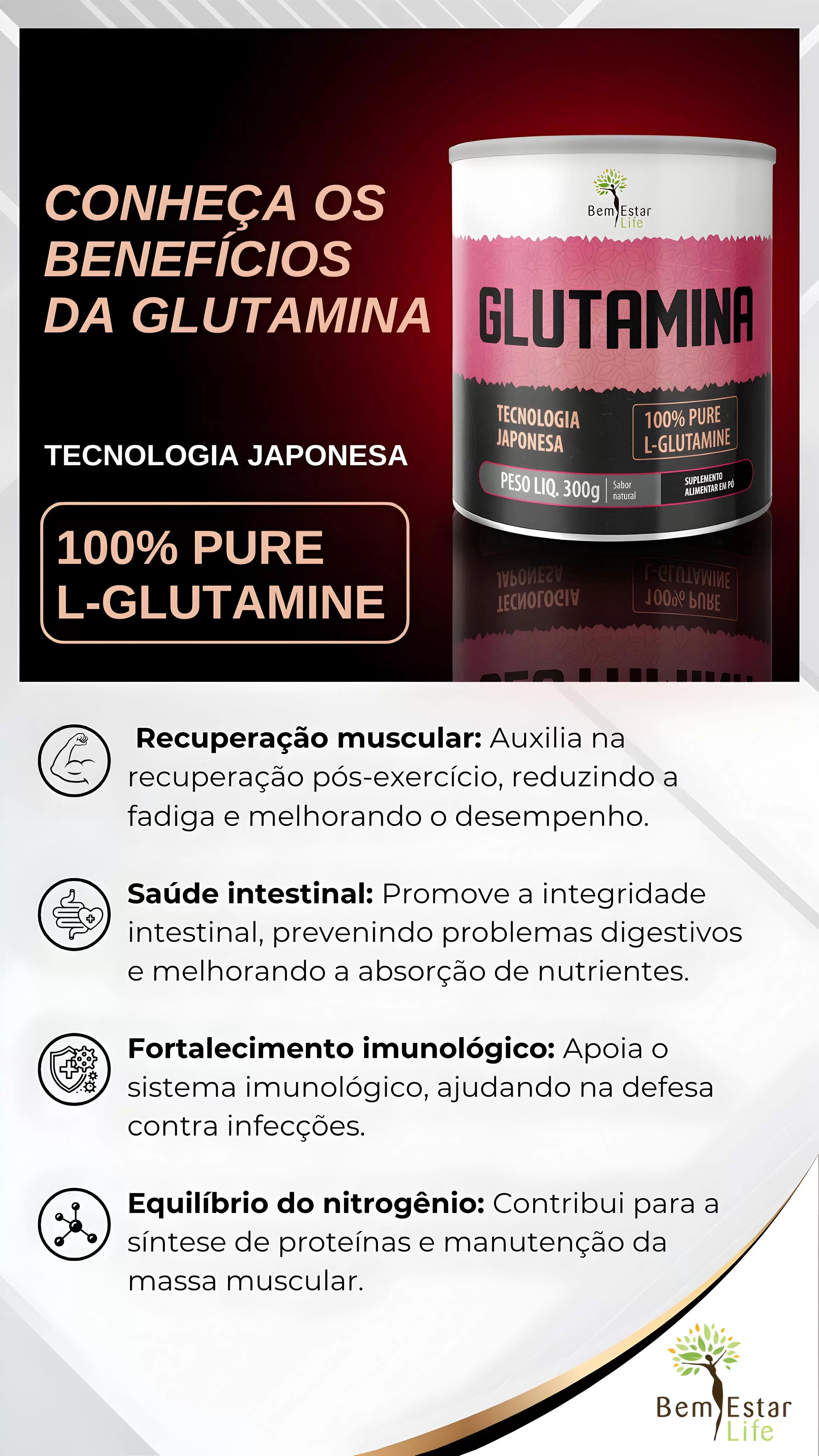 Na compra da GLUTAMINA ganhe 2 ISOLIFE gel sabor açaí