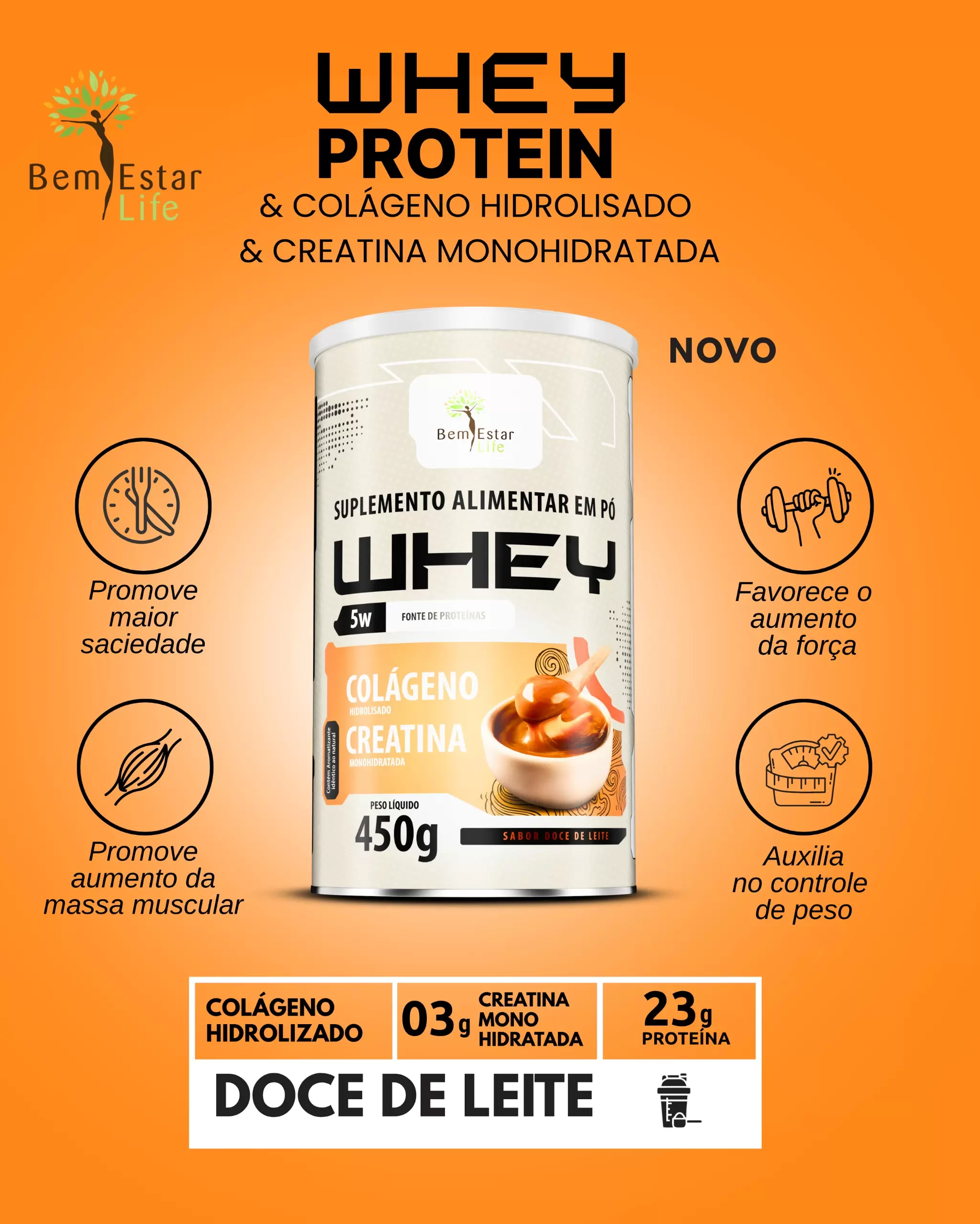 WHEY PROTEIN 5W SABOR DOCE DE LEITE