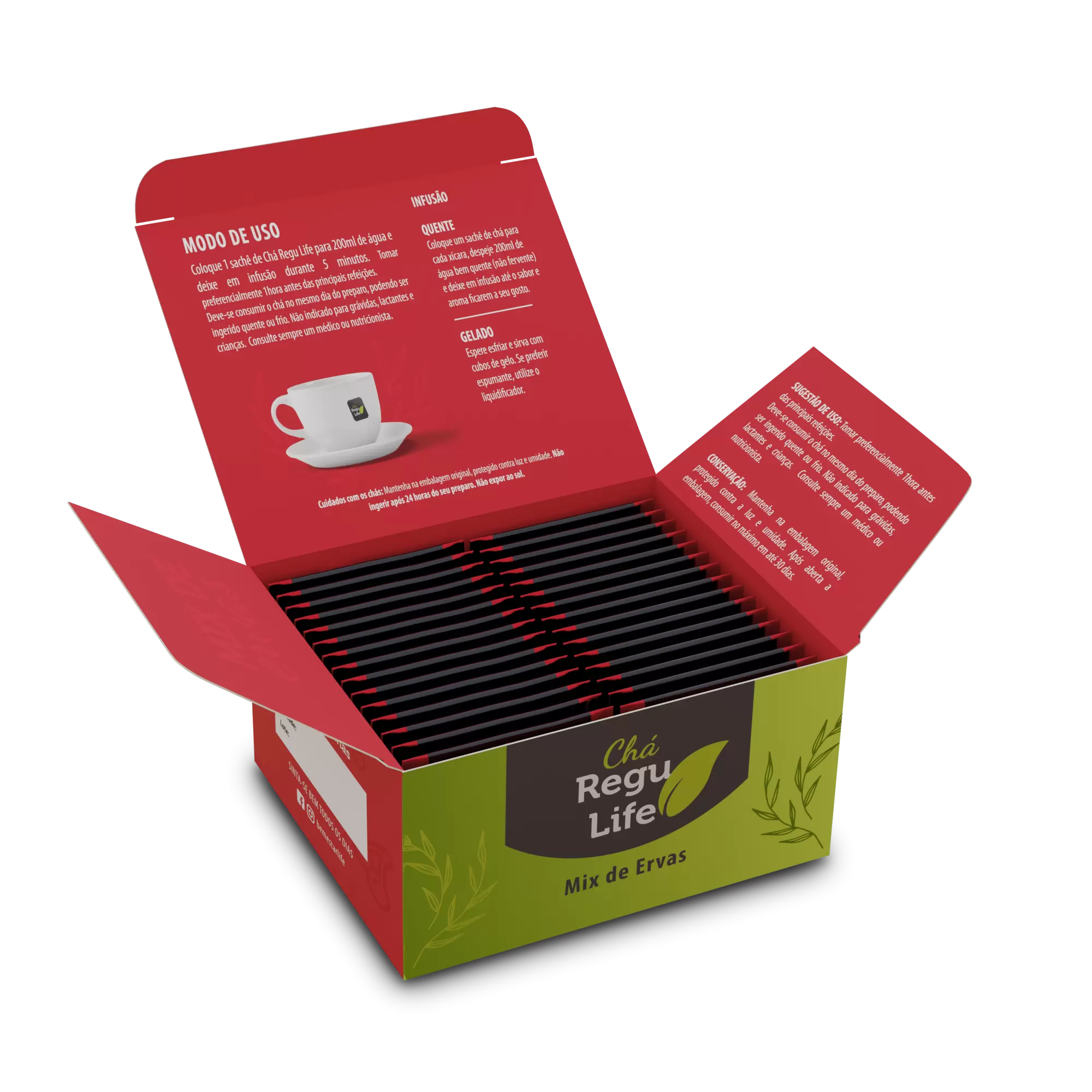 CHA REGU LIFE - 30 SACHE - SABOR FRUTAS VERMELHAS