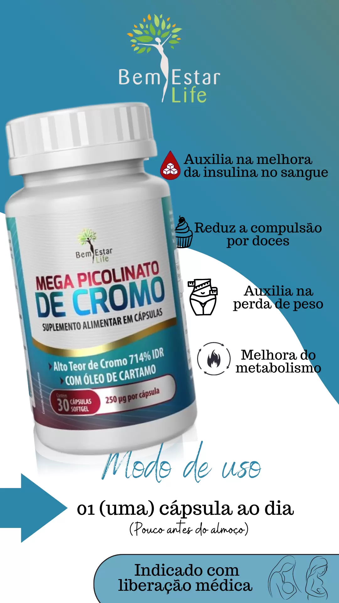 OFERTA PICOLINATO DE CROMO + PORTA CAPSULA DE BRINDE