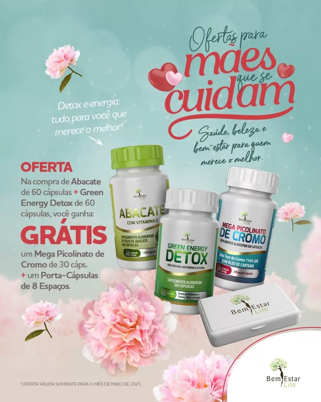 OFERTA Maio - na compra do ABACATE 60 CAPS + GREEN ENERGY 60 CAPS, receba de BRINDE o PICOLINATO DE CROMO 30 CAPS