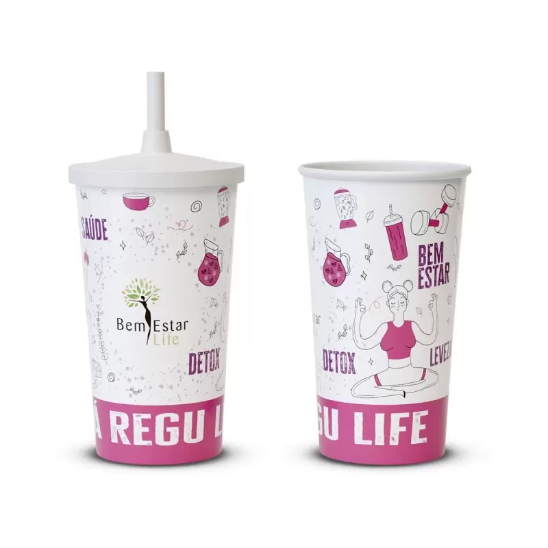 COPO ECOLOGICO 550 ML COM CANUDO - ROSA