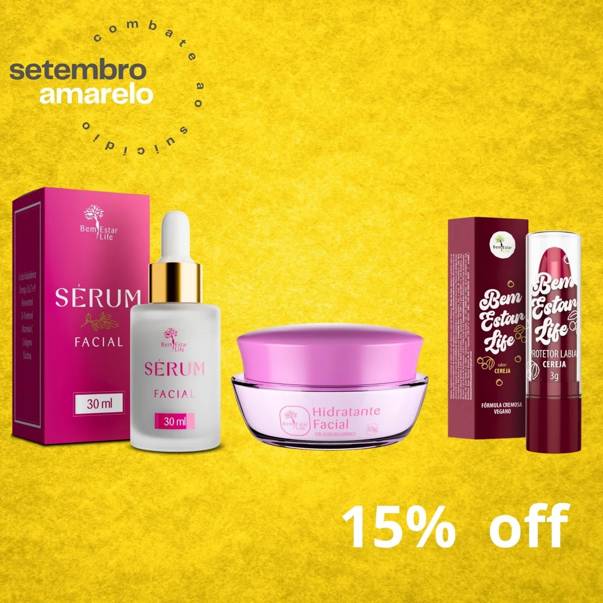 OFERTA - 15% DESCONTO SERUM FACIAL 30ML + CREME FACIAL ACIDO HIALURONICO + PROTETOR LABIAL CEREJA OFERTA - 15% DESCONTO SERUM FACIAL 30ML + CREME FACIAL ACIDO HIALURONICO + PROTETOR LABIAL CEREJA
